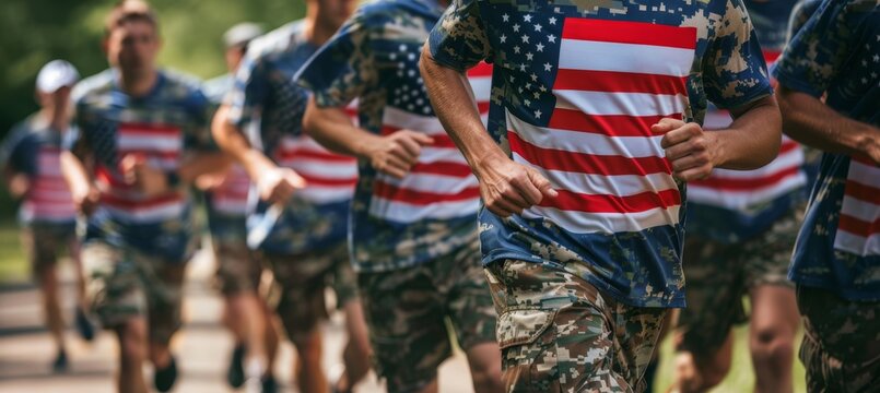 Military Veterans Charity Run in Patriotic Attire to Raise Awareness for Veteran Support