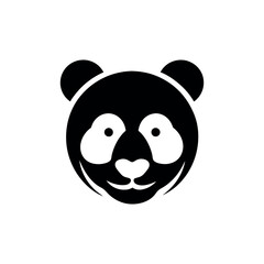 panda bear silhouette Logo design vector template. Panda Icon Illustration black white, Minimal panda logo template animal logo icon adorable panda head logo template