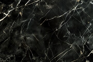 Black marble surface texture close-up view with intricate details. Dark to light shades create depth and dimensionality. Intentionally blurred background highlights marble unique patterns.