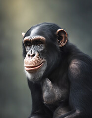 Fototapeta premium young male chimpanzee, isolated white background,