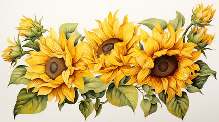 Floral Sunflower Illustration in the style of dictionary ~ Created using Generative AI
