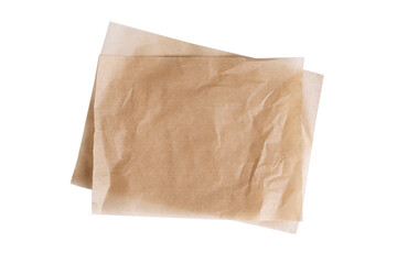 Baking paper top view isolated, food dish. Cooking sheet flat lay.