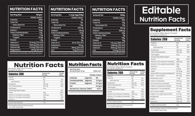 nutrition facts label,supplement facts label,vitamin facts label and nutrition facts information 