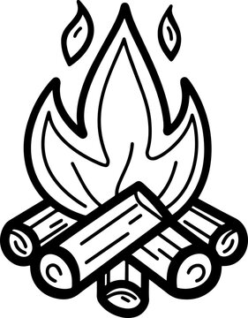 recommend clip art: Detailed campfire line art