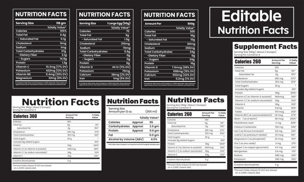 nutrition facts label,supplement facts label,vitamin facts label and nutrition facts information 