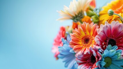 Fototapeta premium Close up photo of vibrant flowers with copy space