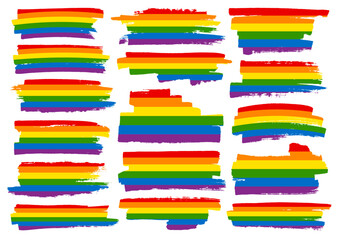 Set Sechzehn Pinselstriche Regenbogen Kratzer
