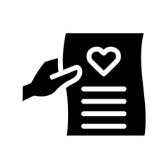 Hand Giving Love Letter Fill Icon - Suitable for Web Page, Mobile App, UI, UX Design