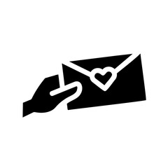 Hand Sending Love Letter Fill Icon - Suitable for Web Page, Mobile App, UI, UX Design