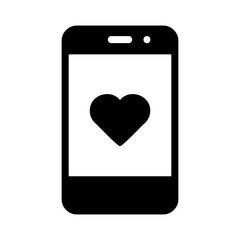 Mobile Phone with Heart Fill Icon - Suitable for Web Page, Mobile App, UI, UX Design