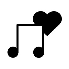 Heart Musical Note Fill Icon - Suitable for Web Page, Mobile App, UI, UX Design