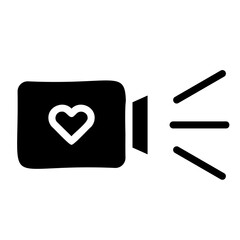 Camera with Heart Fill Icon - Suitable for Web Page, Mobile App, UI, UX Design