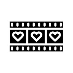 Film Strip with Hearts Fill Icon - Suitable for Web Page, Mobile App, UI, UX Design