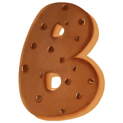 Cookie alphabet font. Cartoon chocolate chip cookie letters.