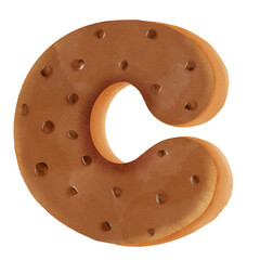 Cookie alphabet font. Cartoon chocolate chip cookie letters.