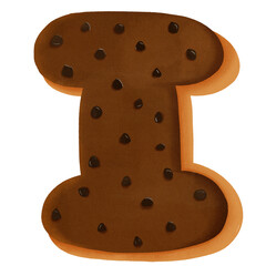 Cookie alphabet font. Cartoon chocolate chip cookie letters.