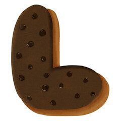 Cookie alphabet font. Cartoon chocolate chip cookie letters.