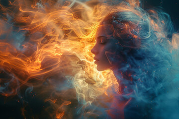 Consciousness soul of a woman onceptual AI generative illustration surreal fantasy art