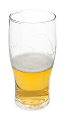 Half full glass of beer isolated on white
