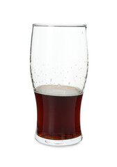 Half full glass of beer isolated on white