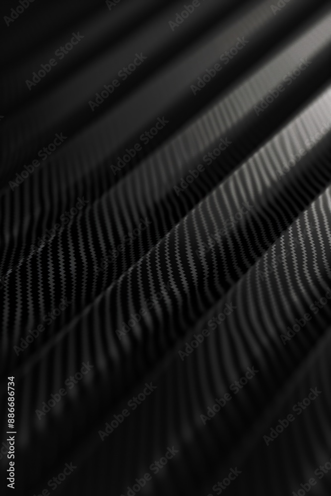 Poster close-up view of black and white striped fabric with diagonal pattern, slightly wrinkled texture, bl