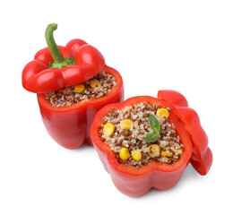 Quinoa stuffed bell peppers isolated on white