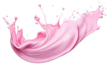 Strawberry yogurt splash or pink milk isolated on transparent background