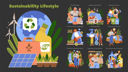 Sustainability Lifestyle. Flat Vector Illustration