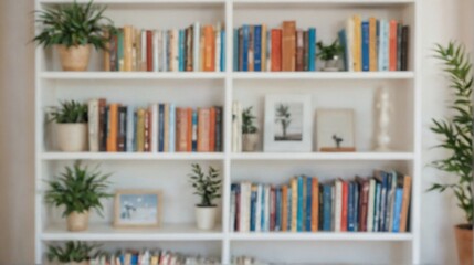 white bookshelf filled various books different sizes colors