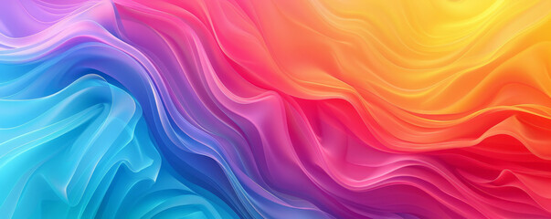 Obraz premium A striking rainbow gradient wave background with smooth, flowing lines and a seamless blend of vivid hues, creating a dynamic and visually striking visual.