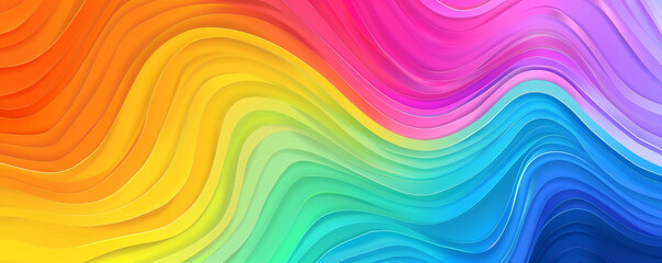 Fototapeta premium A vibrant rainbow gradient wave background featuring bold, undulating lines and a rich, seamless blend of colors from the entire spectrum, creating a lively and dynamic visual.