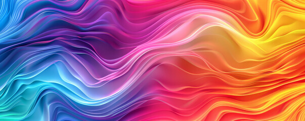 A radiant rainbow gradient wave background with smooth, flowing lines and a seamless transition between bright, eye-catching hues, creating a lively and dynamic visual effect.