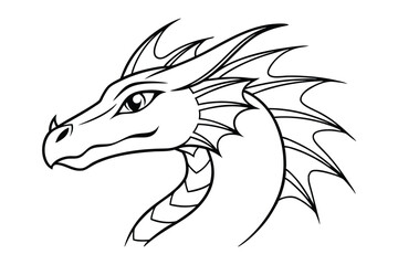 Elegant single line art of a dragon head in vector illustration design, perfect for prints.