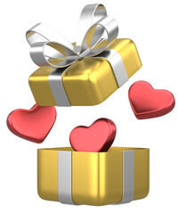 Gift Box with Mini Heart. 3D Illustration.