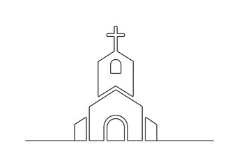 Church icon continuous one line art, line art vector illustration. Pro vector