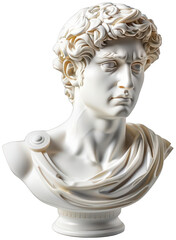 white bust of a man with curly hair