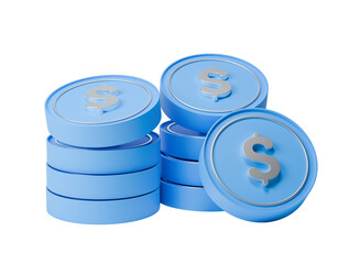 3d dollar coins with blue and silver color 