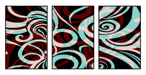 Set of 3 Abstract pattern. Illustration for printing on wall decorations. For use in graphics.