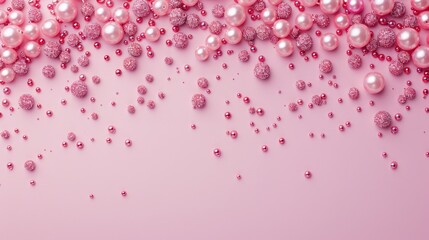 Pink background with scattered beads and space for text