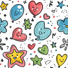 Illustration of Cosmic Cuties Dancing Doodles seamless pattern