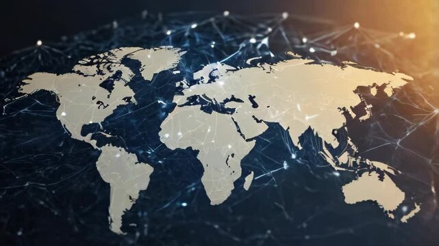 Global Social Network, World Map Connection Animation , Witness the power of global connectivity with a dynamic animation showcasing social network connections transforming into the shape of a world. 