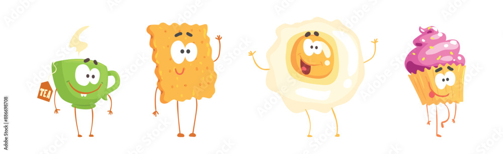 Canvas Prints funny food kawaii character with arm and legs vector set