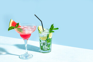 Margarita and Mojito summer cocktail drinks