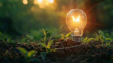 light bulb with CSR Corporate Social Responsibility, CSR and Sustainability Responsible Office, plant, green, idea, energy, environment, concept, electricity