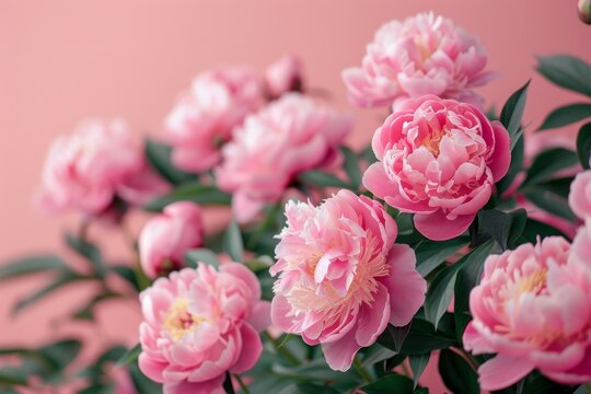 Pink, white and yellow peonies. Flower phone wallpaper. Floral print or poster.