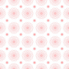 Seamless fabric pattern with pink floral lines connected to form a pattern.
