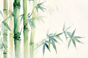 Fototapeta premium A painting of bamboo trees with a blue background