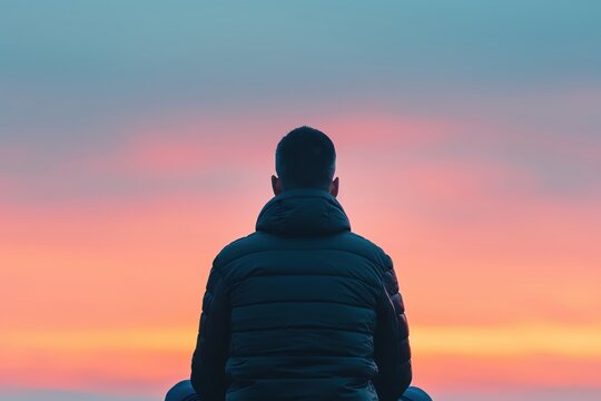 Solitary figure praying at dawn, representing death of night and renewal of day, Prayer Death Renewal, Dawn Renewal