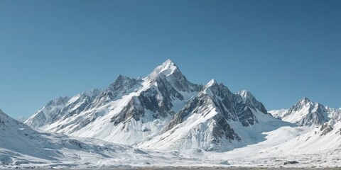 Naklejka premium landscape photograph mountain range covered snow mountains are