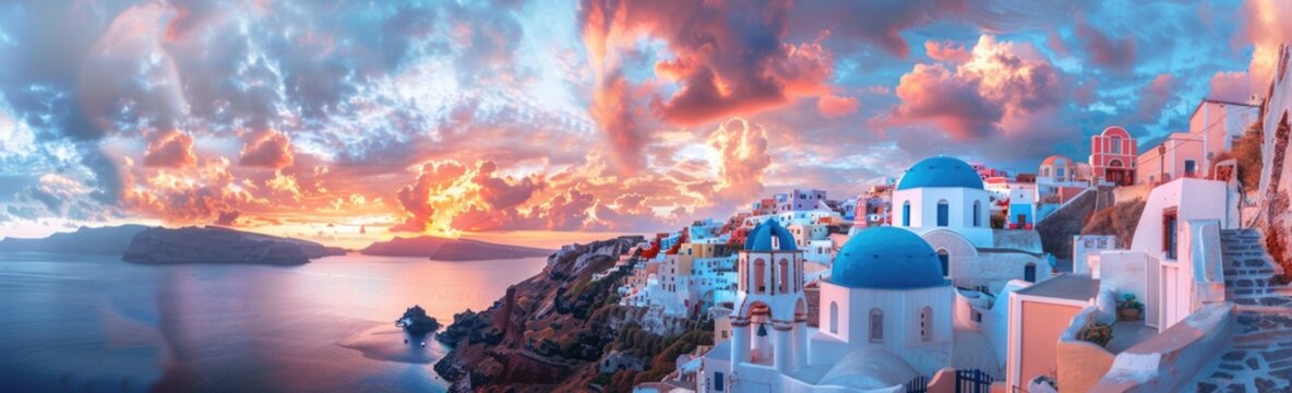 Sunset Over Oia, Santorini, Greece
